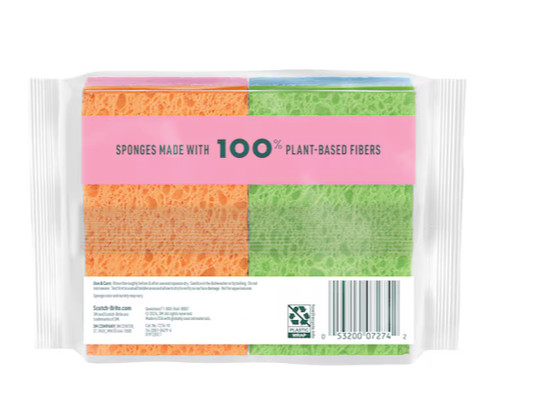 ocelo Multi-Purpose Cellulose Sponge 4 -Pack No-Scratch Cleaning Kitchen Sponges