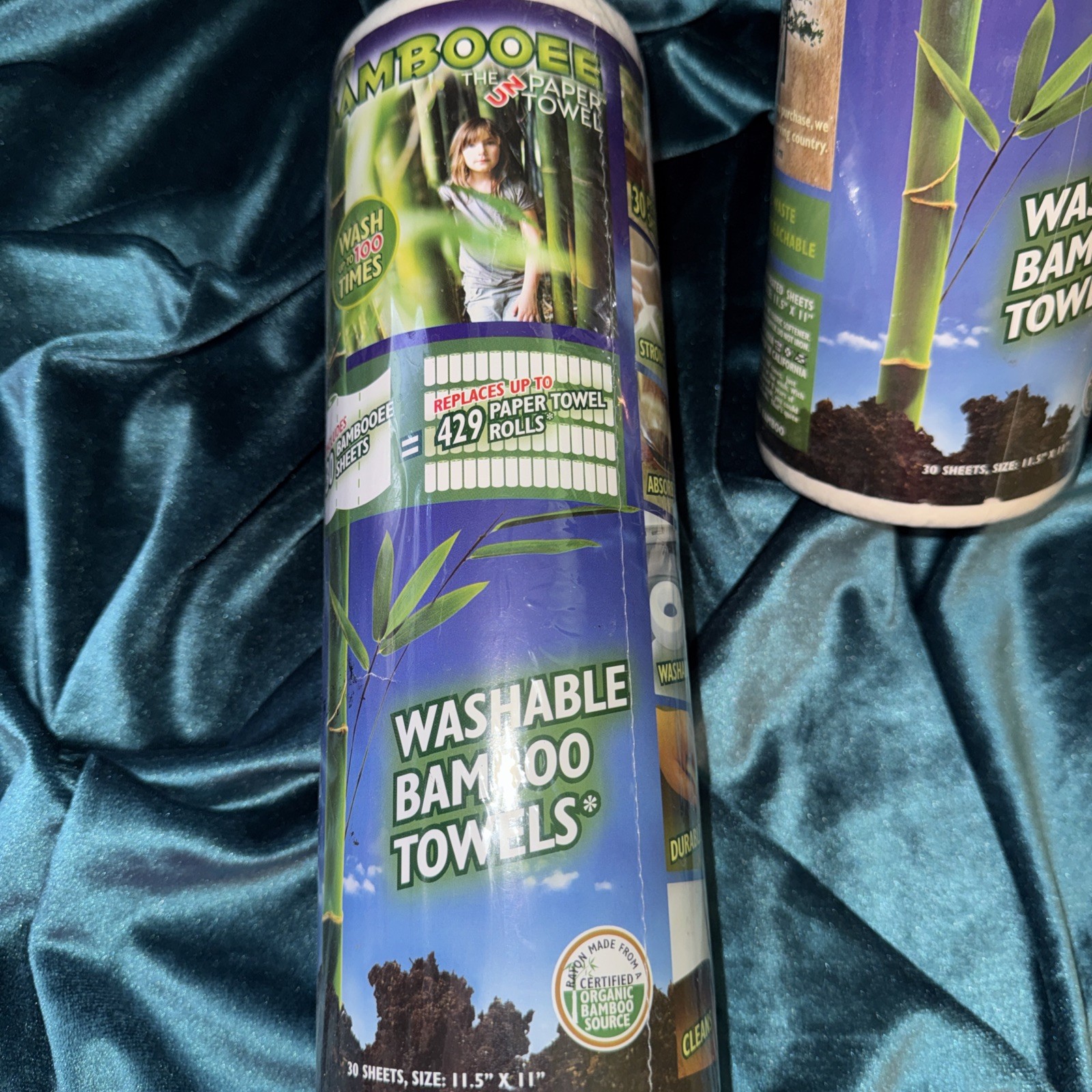 Bambooee Reusable Bamboo Towel ( Single roll, each roll 30 sheets) TWO ROLLS