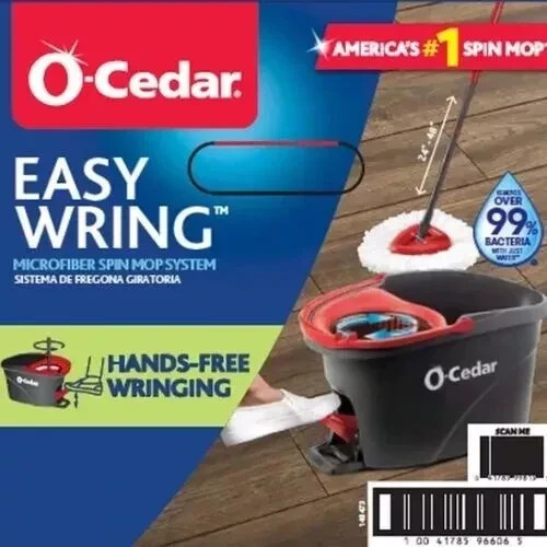 O-Cedar EasyWring Spin Mop & Bucket System- Free Ship- No Import Fees
