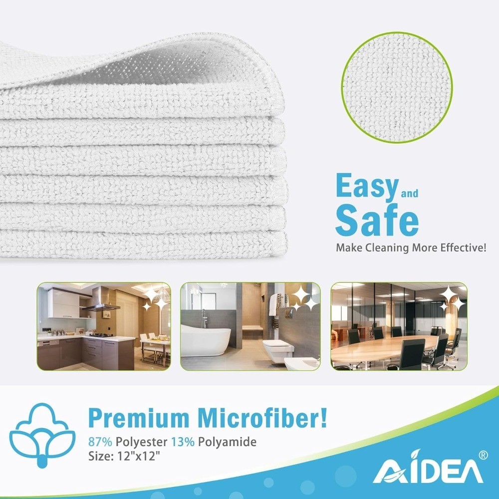 Microfiber Cleaning Cloth 12 Pack Soft Absorbent Towels for Cars Kitchen Home
