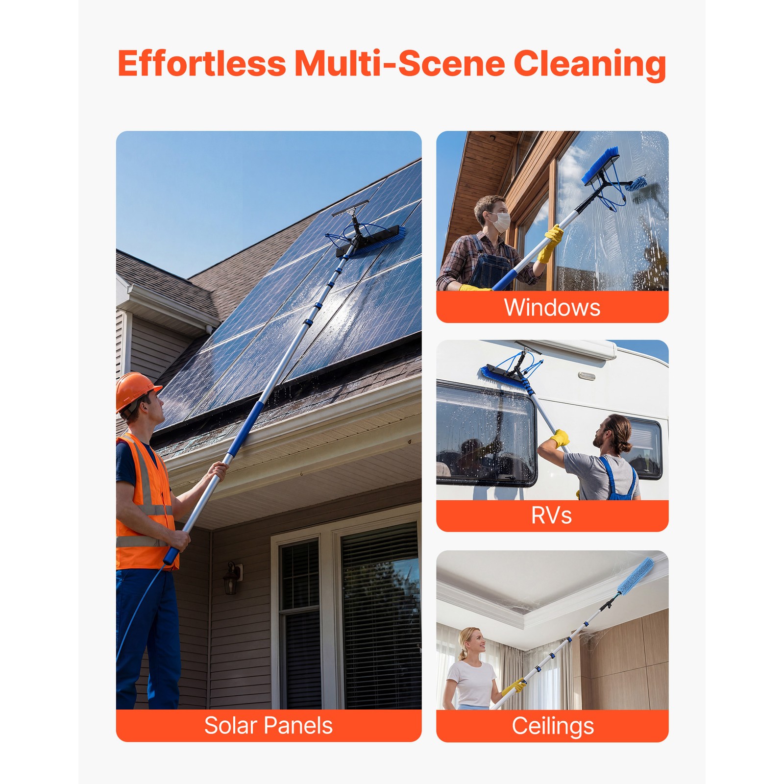Uimoso Solar Panel Cleaning Kit with 33 ft Water Fed Pole, Brush, and Squeegee