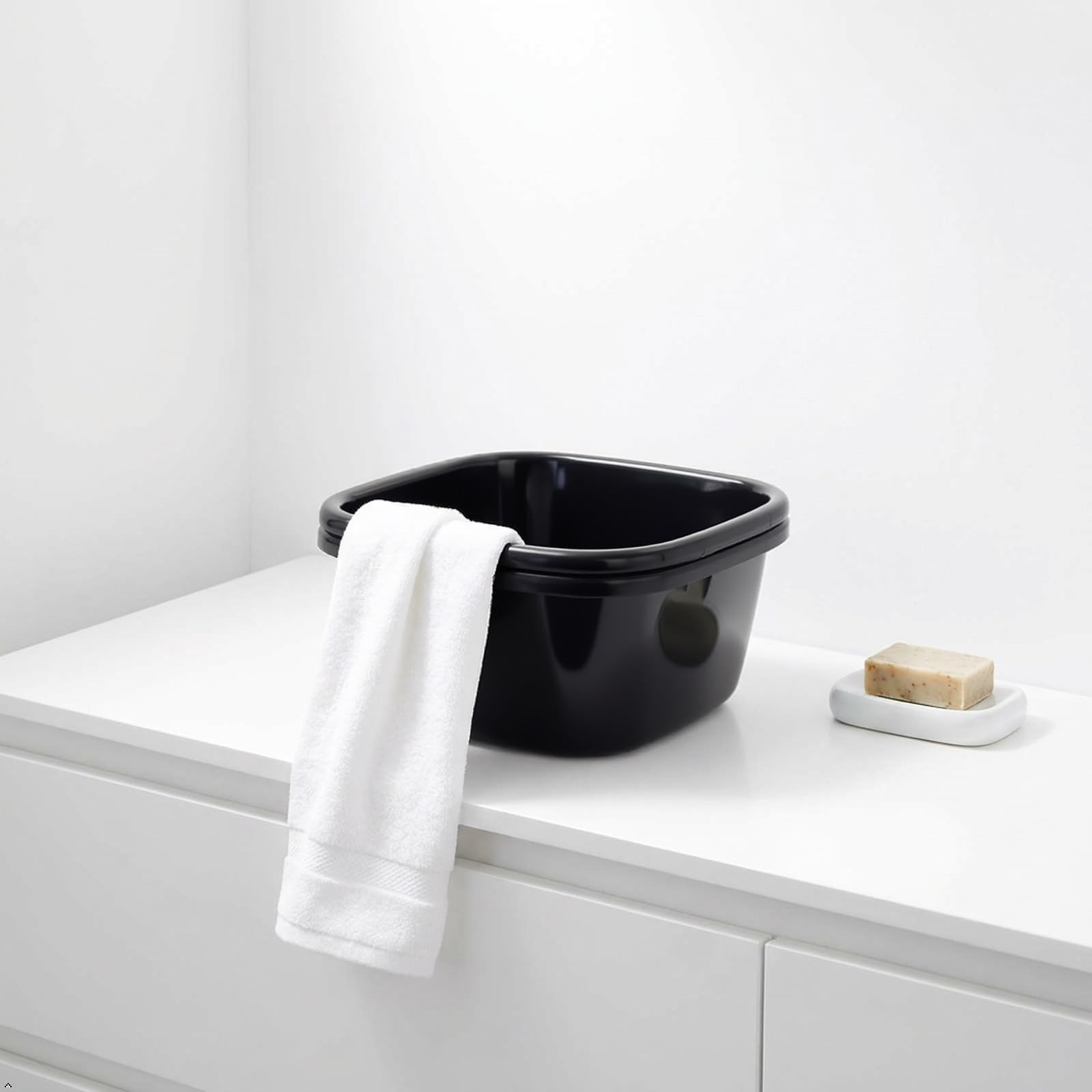 2-Pack Large Plastic Square Wash Basin, Black Dish Pan (18 Quart)