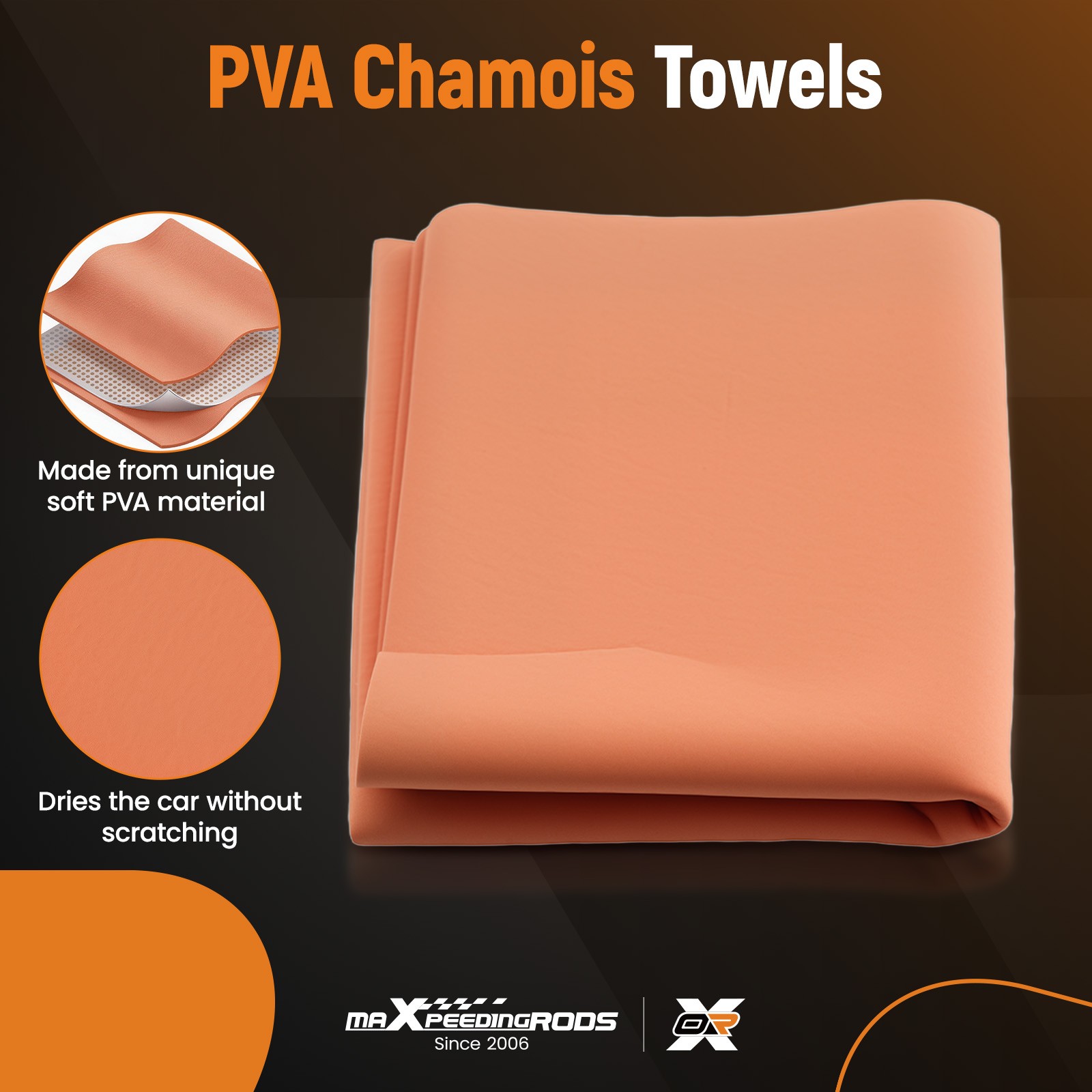 26″x17″ PVA Car Drying Chamois Towel for Auto Wash Detailing Absorbent 3 Pack