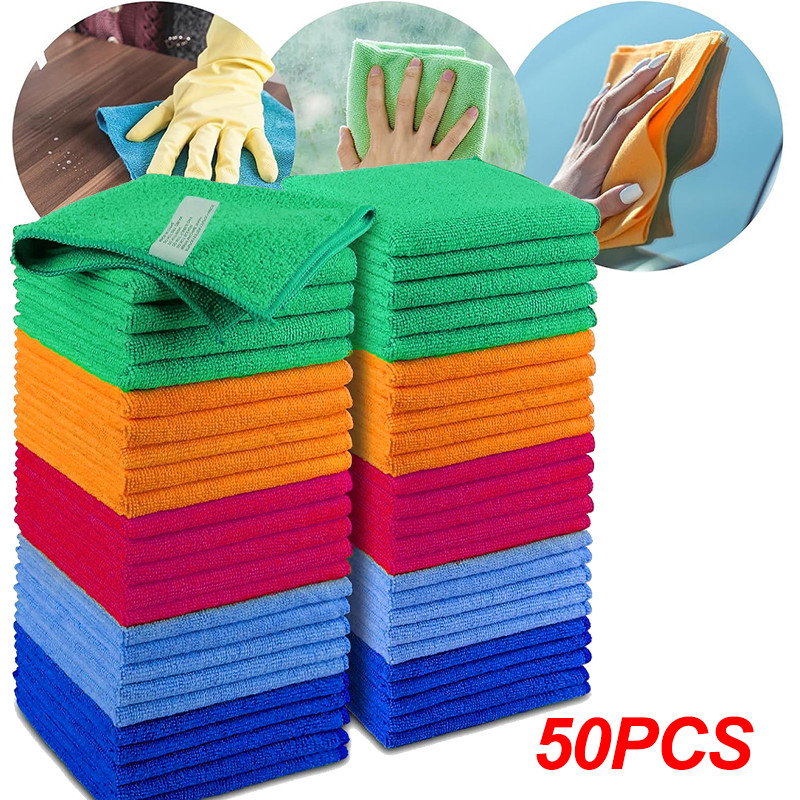 Microfiber Cleaning Cloth Set of 50 Towel Rag Car Polishing Detailing No-Scratch