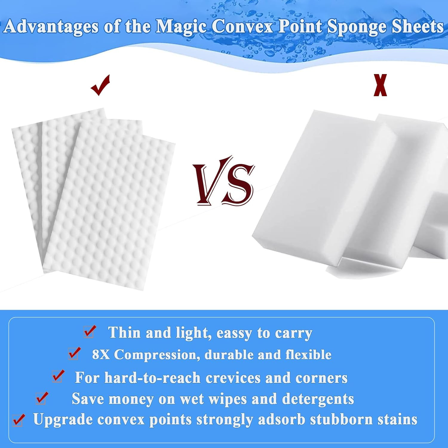 Magic Sponge Eraser Sheets, 52Pcs All-Purpose White Melamine Sponge Convex Point