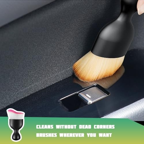 Car Interior Detailing Brush, Curved Soft Bristles Vehicle Removal White/Red
