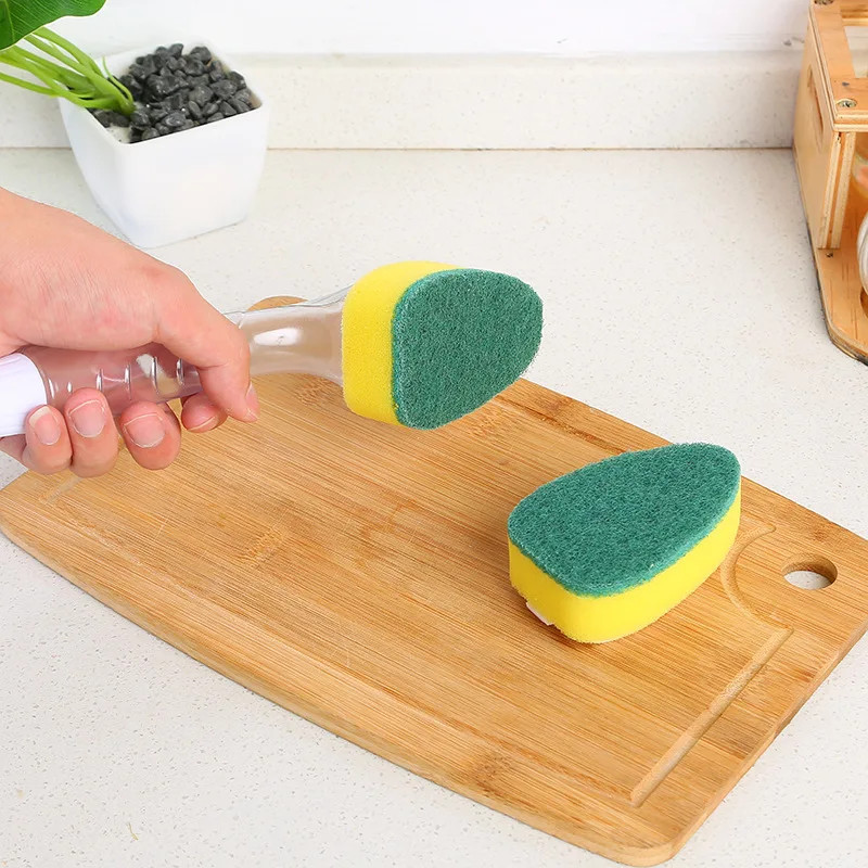 25Cm Detachable Sponge Cleaning Brush – Refillable Dish Scrub with Handle