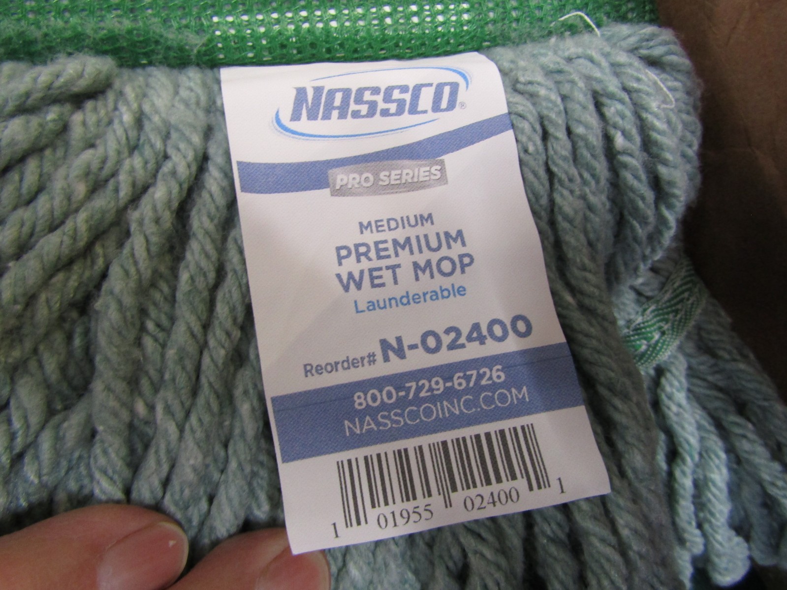 case of 6 NASSCO N-02400 medium-sized, green premium wet mop head. NEW