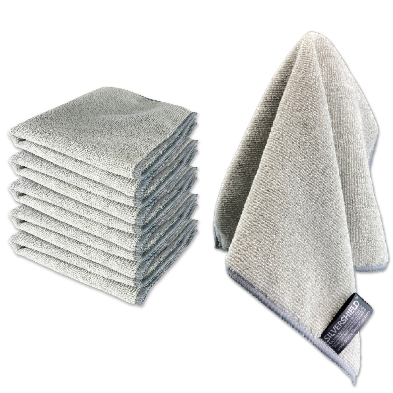 NEW 6 Pack Antibacterial Silver Shield Microfiber Cleaning Cloth 12″x12″ 300 GSM