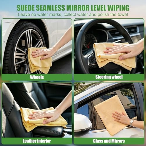 Green Microfiber Cleaning Cloth Kit – 4PCS Car Washing Cloths