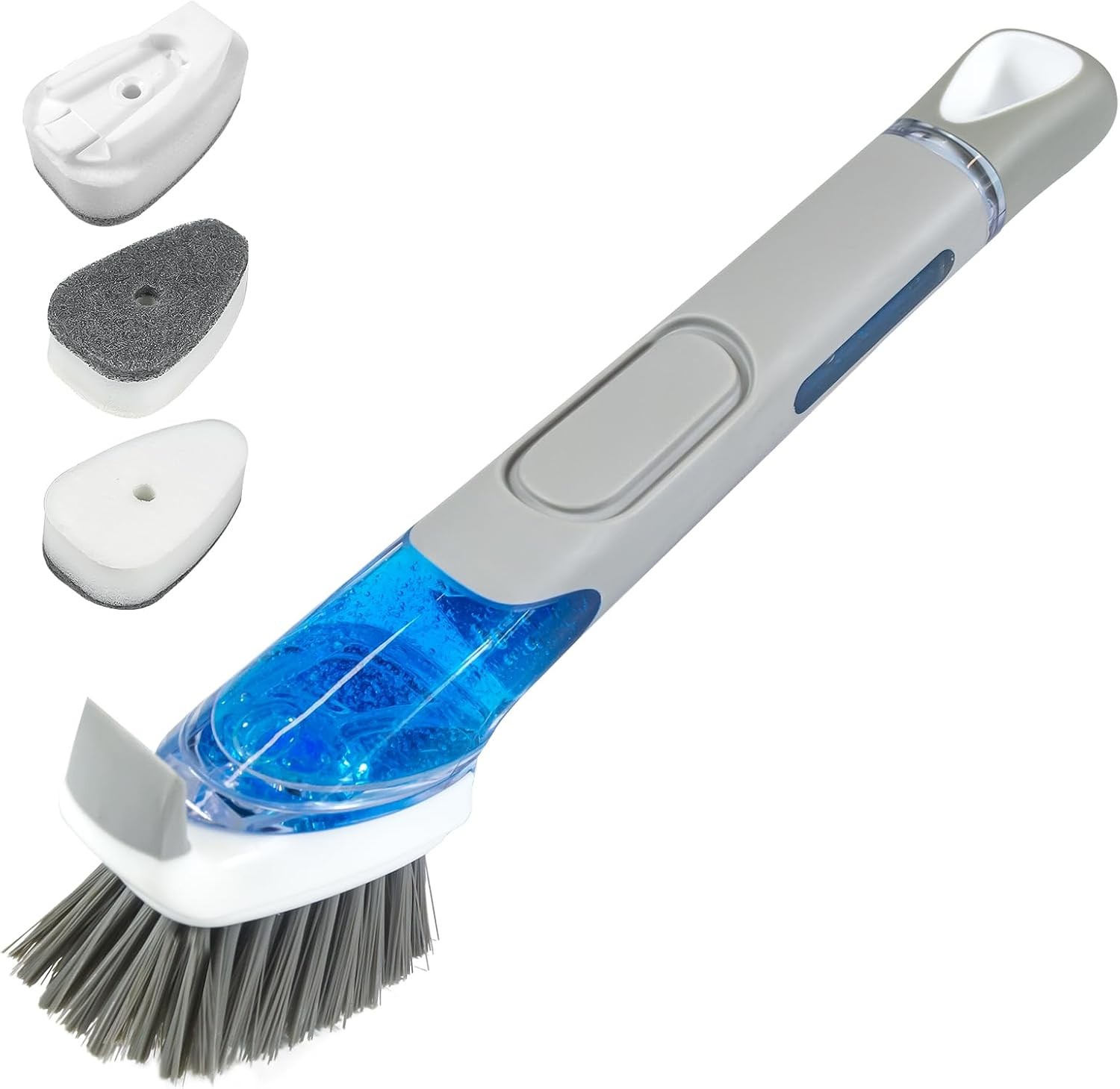 Dish Brush with Soap Dispenser & 3 Pack Dishwashing Sponge Refills Non Scratch,