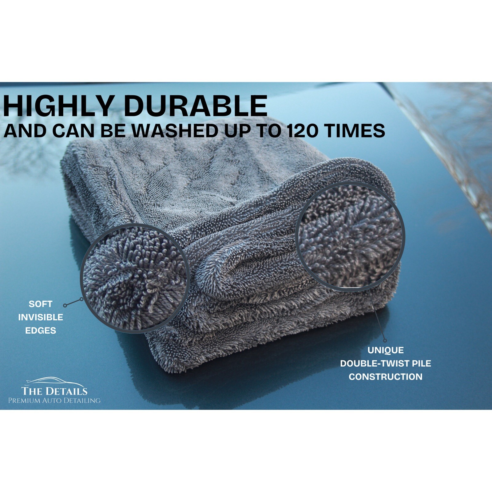 The Details Auto Microfiber Car Drying Towel 36”x24” 1,400GSM, Extra Large