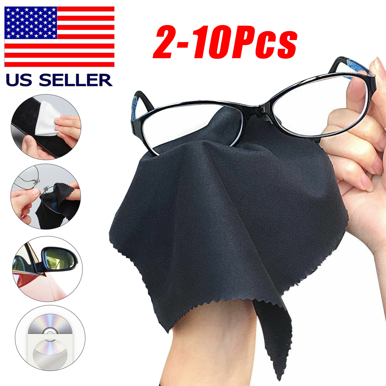 2/4/6/8/10x Microfiber Cleaning Cloth Eyeglass Sunglasses Cleaning Camera Screen