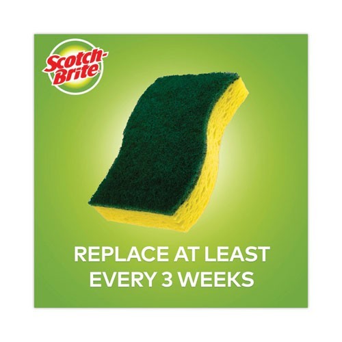 Scotch-Brite Heavy-Duty Scrub Sponge, 4.5×2.7, 0.6″ Thick, Yellow/Green, 6/Pack