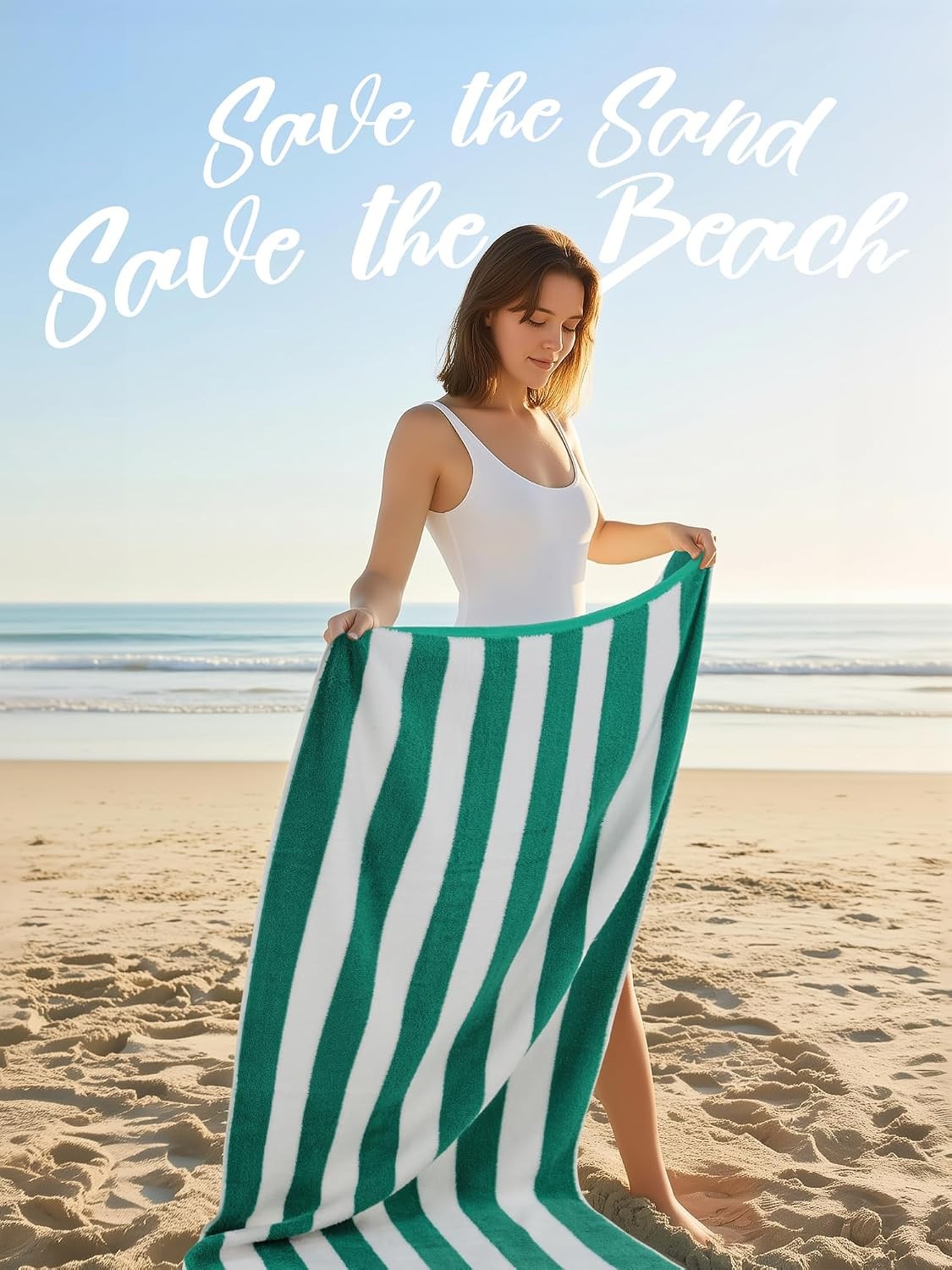 Pack of 4 Cabana Beach Towels, Oversized 30 x 60 Inches Cotton Beach Towel Set,