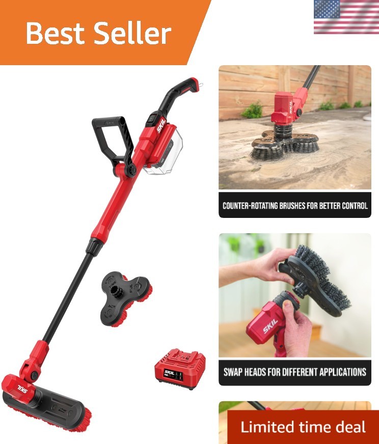 20V Cordless Power Scrubber with Interchangeable Brushes for Effective Cleaning