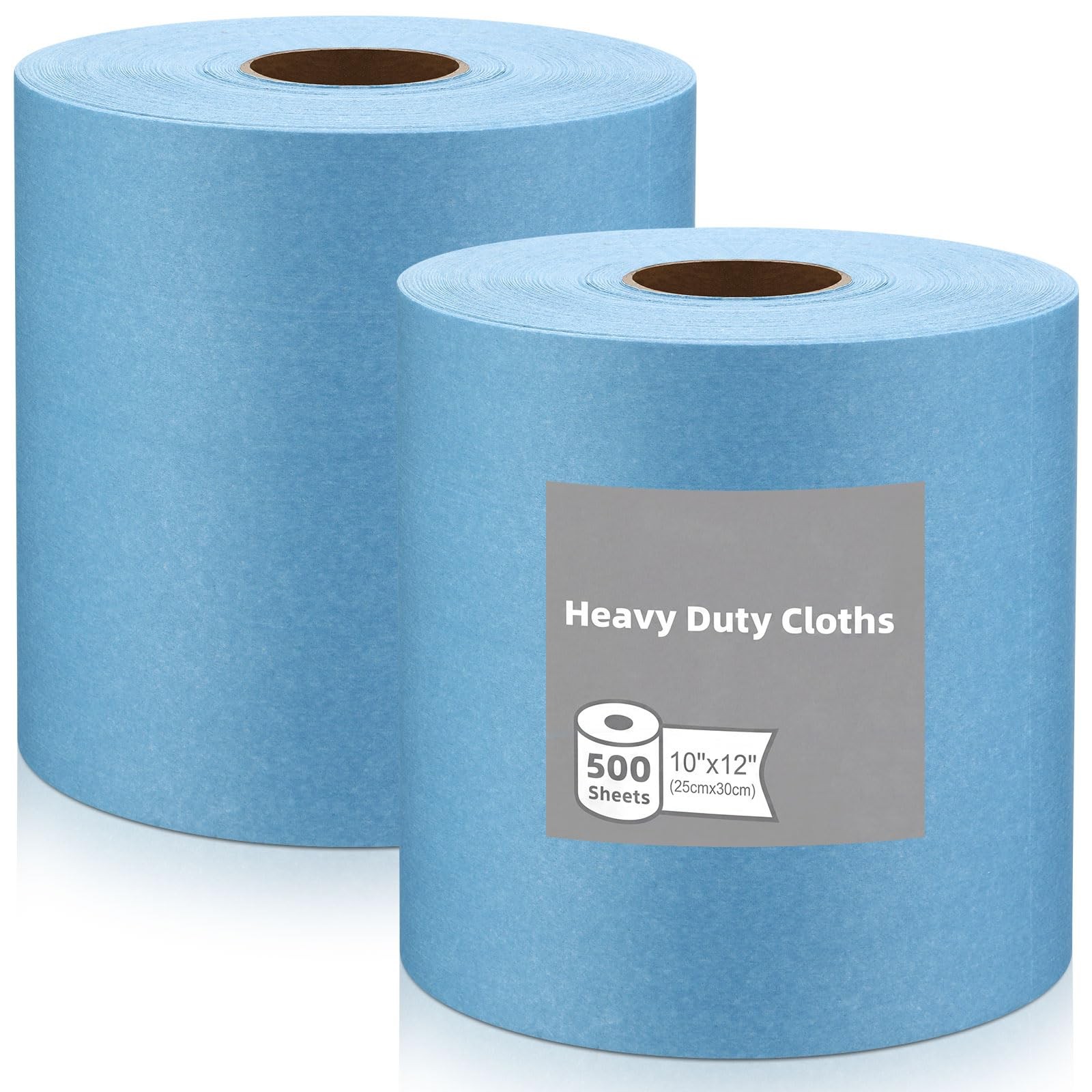 2 Rolls Heavy Duty Shop Towels, 1000 Sheets Industrial Wipes, 10×12″ Lint-fre…