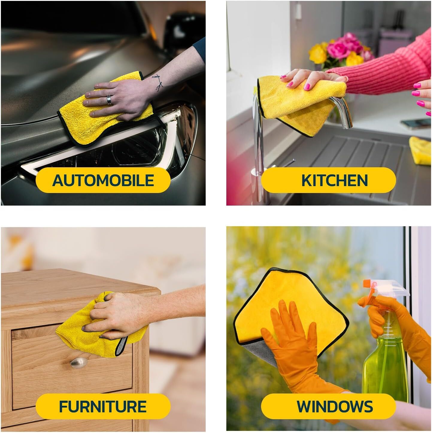 Microfiber Cleaning Cloth for Cars 12″ X 12″ Quick Drying 3 Pack towel