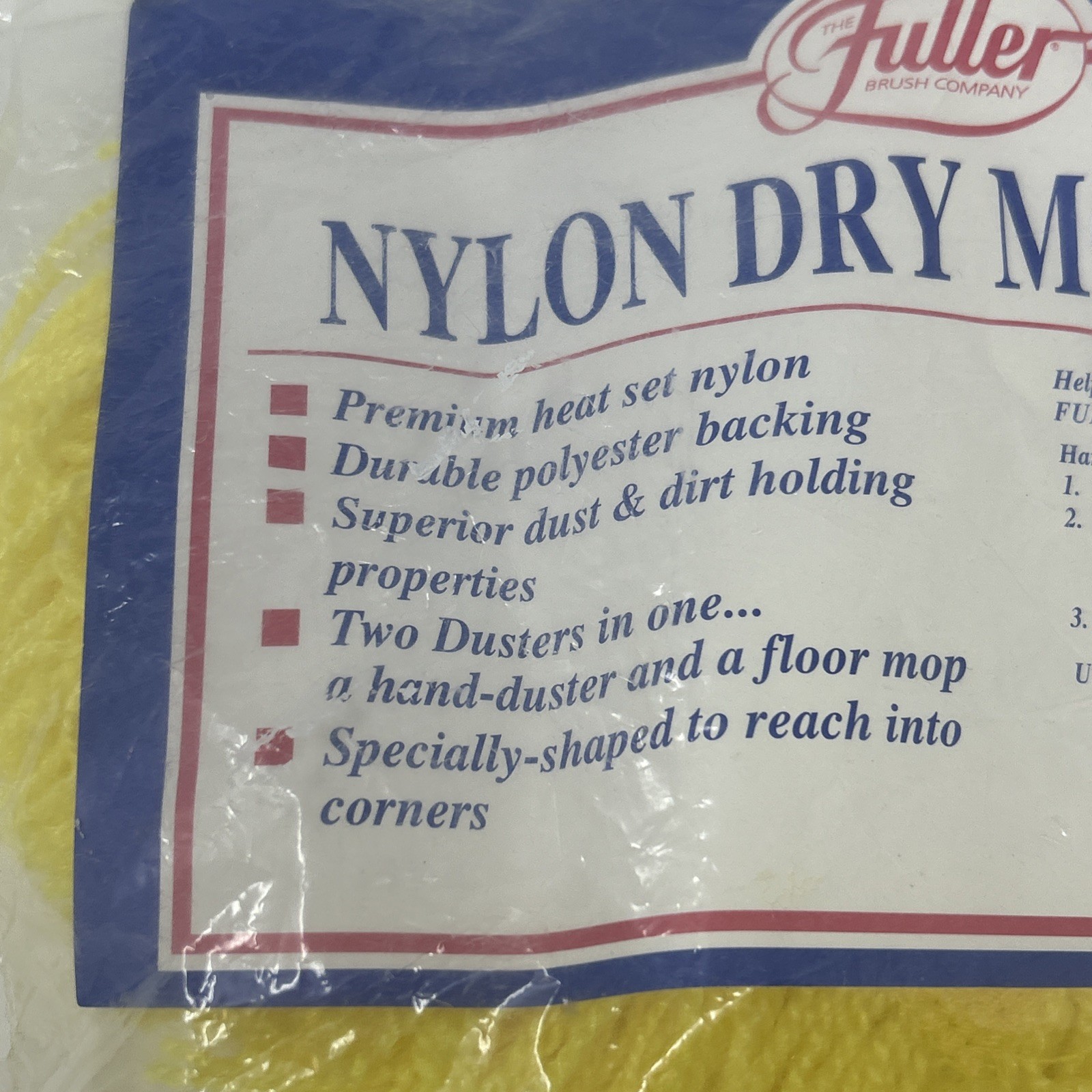 Vintage Fuller Brush Nylon Dry Mop Head Yellow Fits #807 Frame , #824 Handle USA
