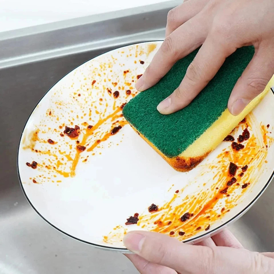 10Pcs Kitchen Dish Scrubber Sponge Scouring Pad Reusable Pot Rust Remover