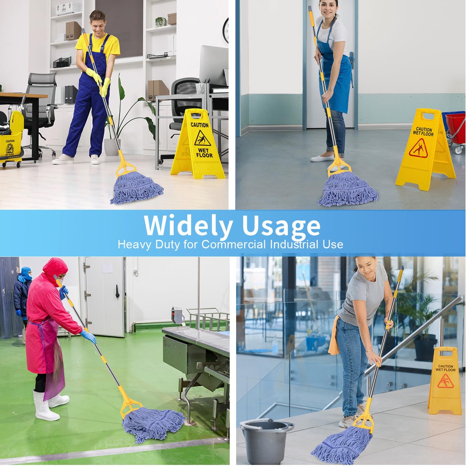 HiBaby Commercial Mop with Extra Head Replacement, 63Inch Handle Heavy Duty I…