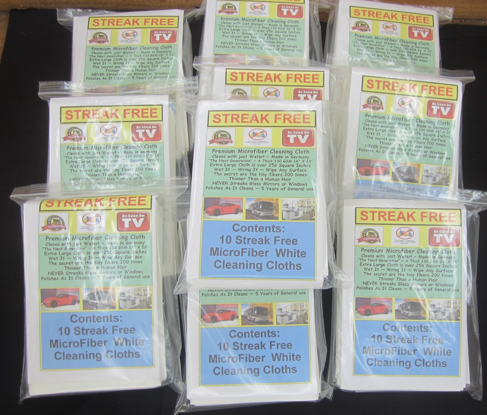 100 Streak Free MicroFiber Cleaning Cloths 10-10 Packs FREE Priority Mail Ship!