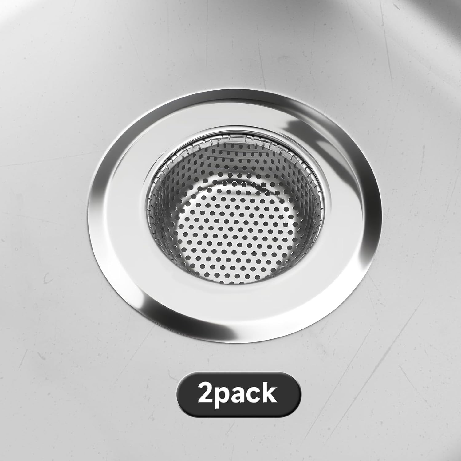 Premium Stainless Steel Kitchen Sink Drain Strainer Stopper – 2 Pack
