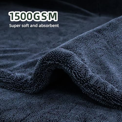 2-Pack 24″ x 36″ 11.8″ x 11.8″ Twisted-Loop Car Drying Towel 1500GSM