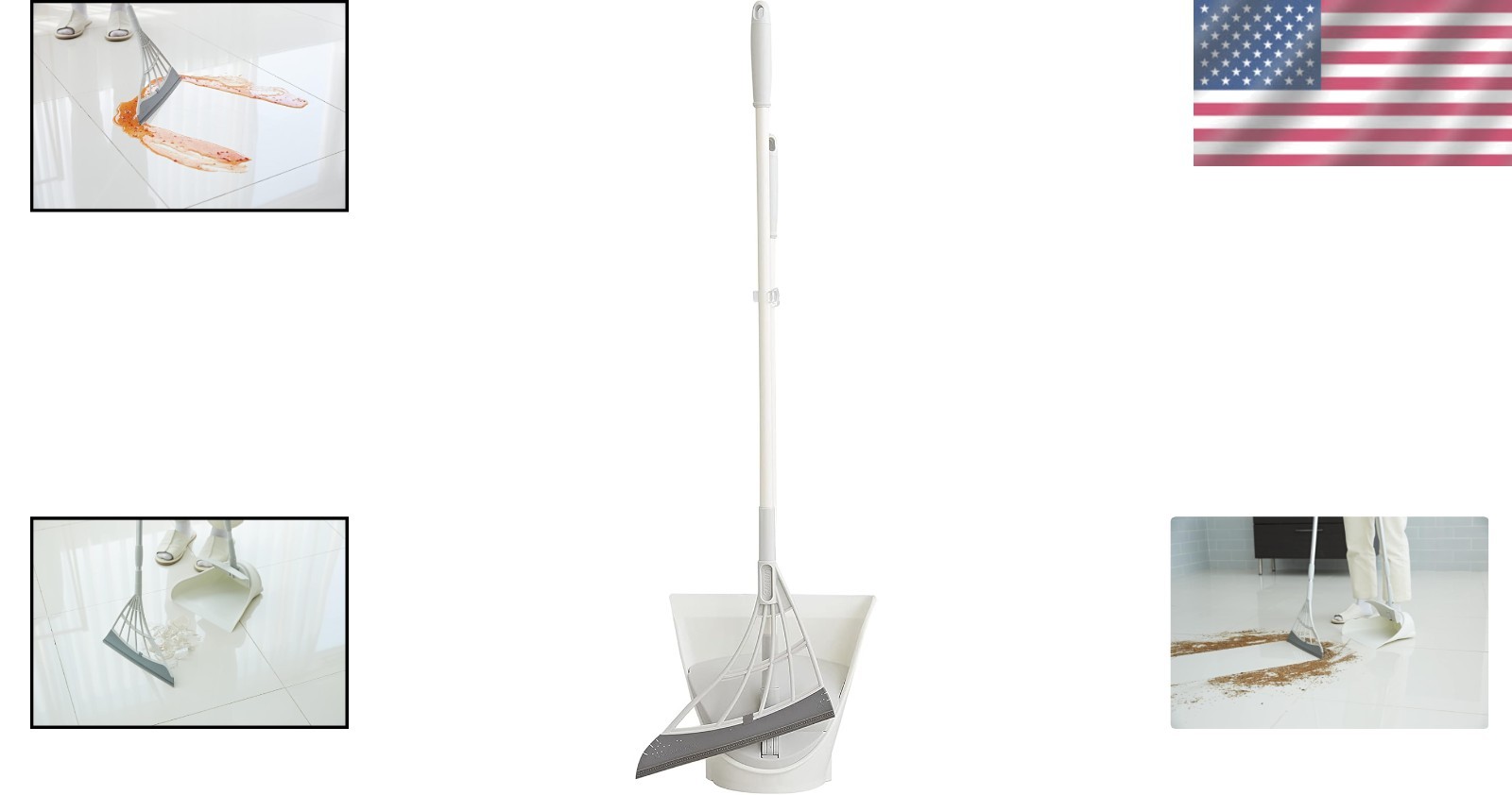 Hygienic Silicone Broom & Smart Dustpan – Removes Liquids & Fine Dust Easily.