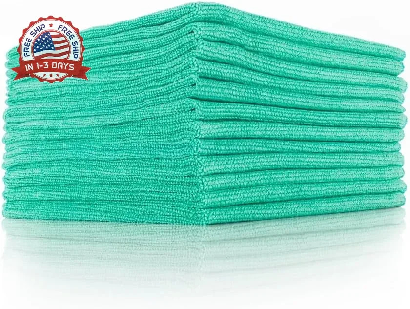 Heavy-Duty Microfiber Towels 320gsm 16×16 Inch Green 12 Pack for Ceramic Coating
