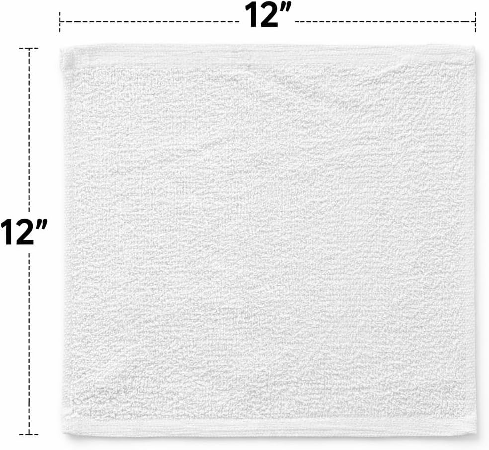 Cleaning Rags 12×12 White – Cotton Blend Reusable Scrubbing Cloths for Kitchen,