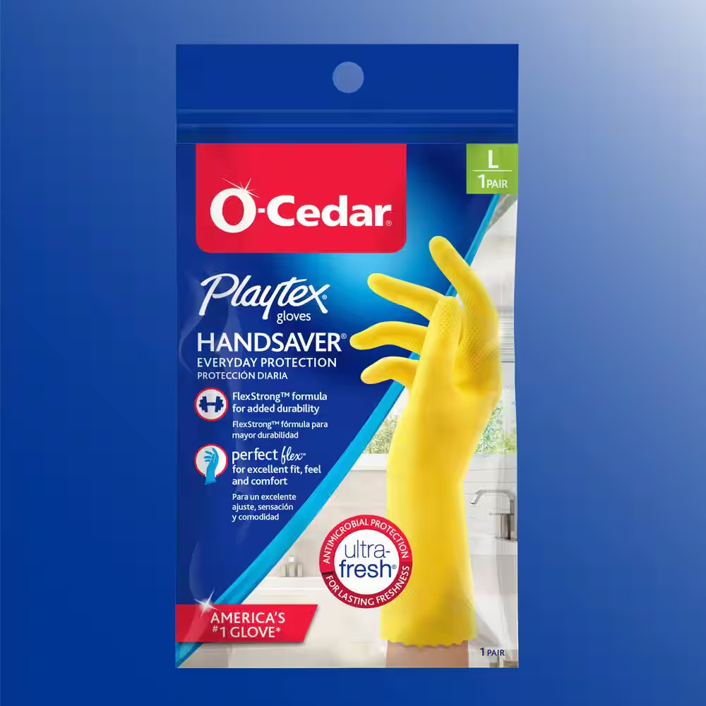 Playtex Handsaver Medium Yellow Latex/Neoprene/Nitrile Gloves (3-Pairs)