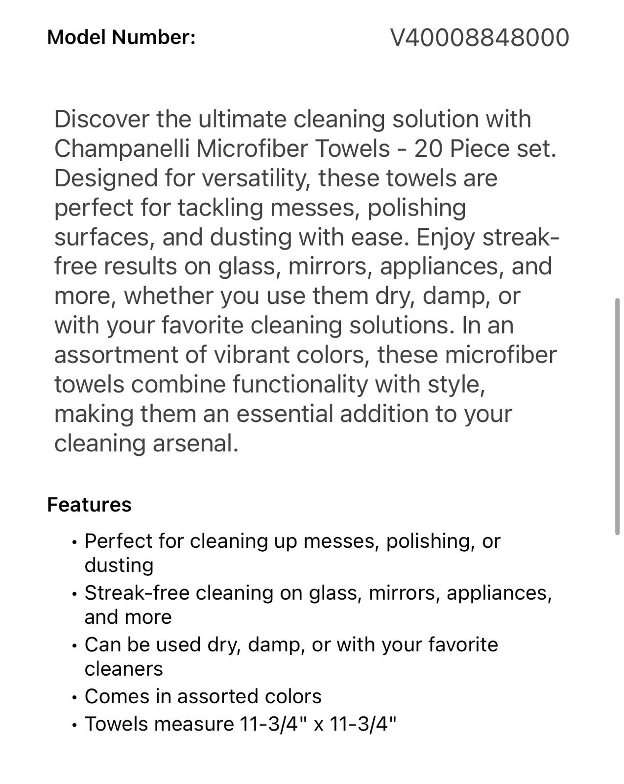 Campanelli Microfiber Towels – 20 Microfiber Towels 12″x12″ (2 – 10 Packs) NEW