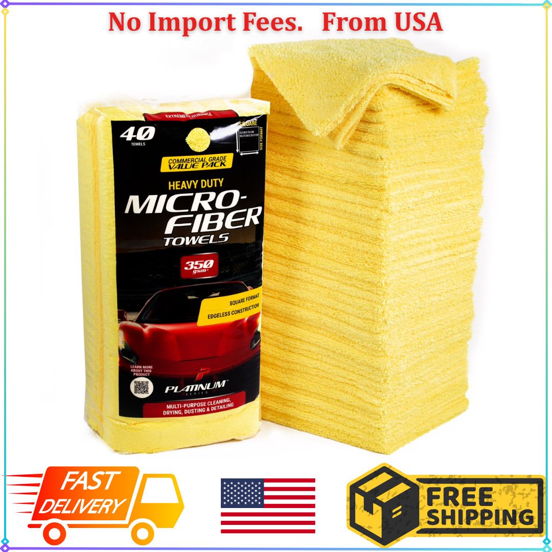 Platinum Series Heavy Duty Multi-Purpose Microfiber Detailing Towels, 40 Pack, Y