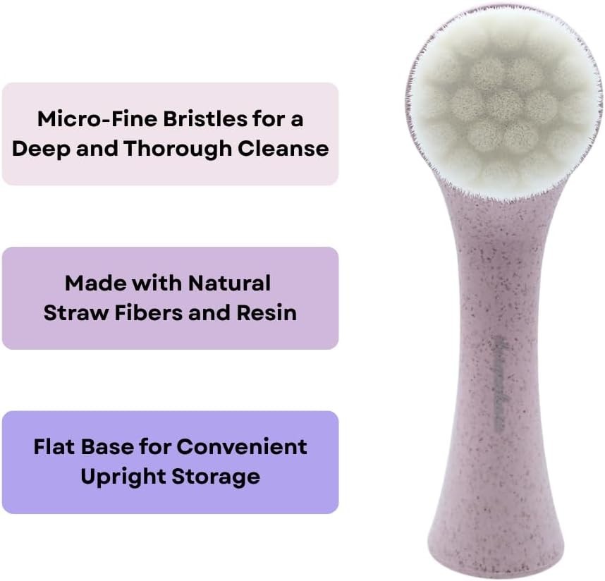 Lindo Eco Clean Face Brush (Light Purple) | Dual-Sided Manual, Exfoliating, Eco-