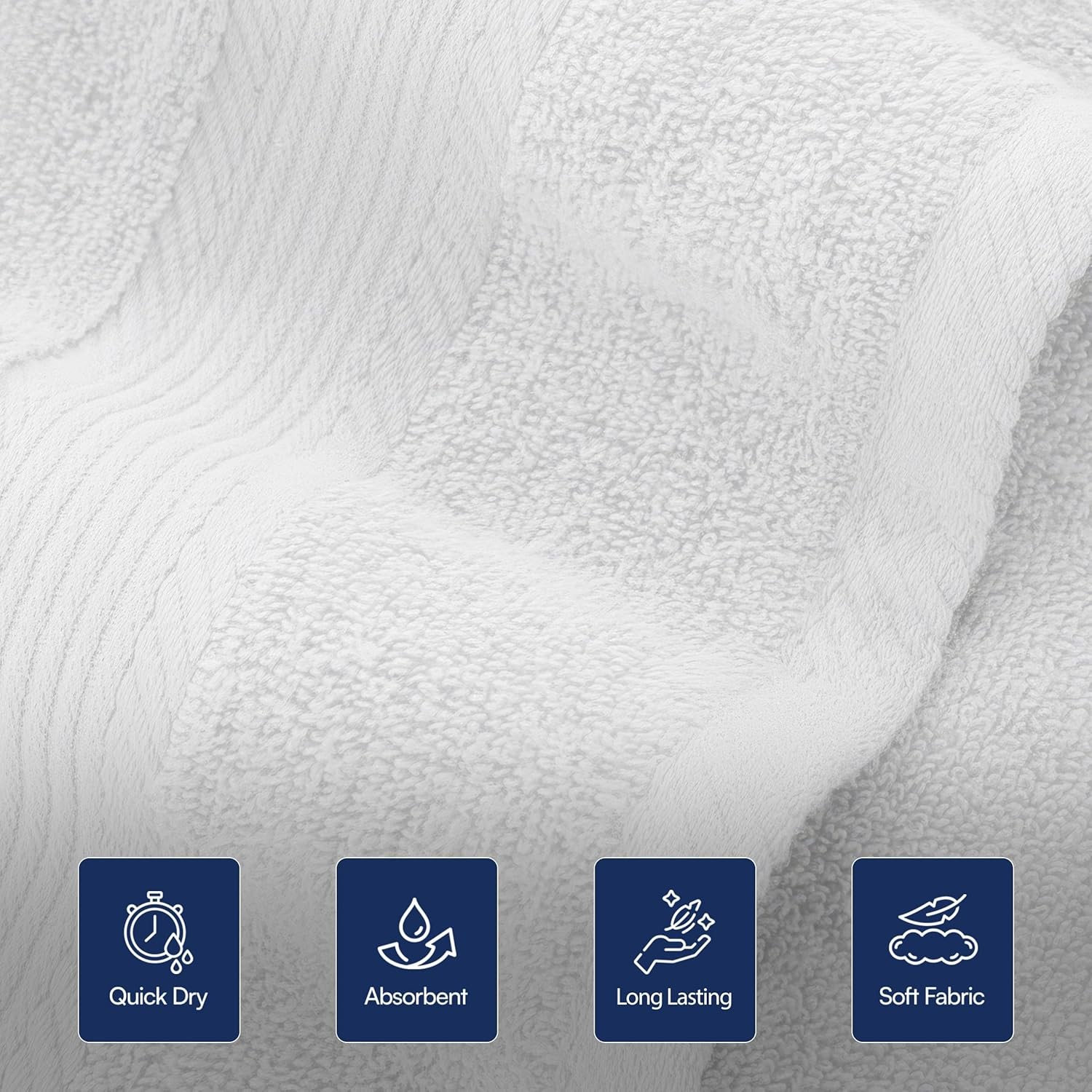 Premium 16×27 Inch White Hand Towel – 100% Cotton Zero Twist Towels | Absorbent,