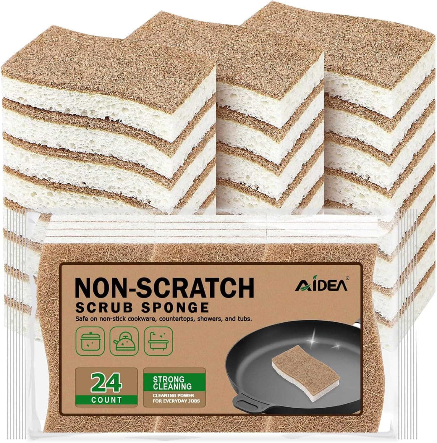 24 Pack Non-Scratch Natural Sponges � Cellulose Dish Sponge for Kitchen Use