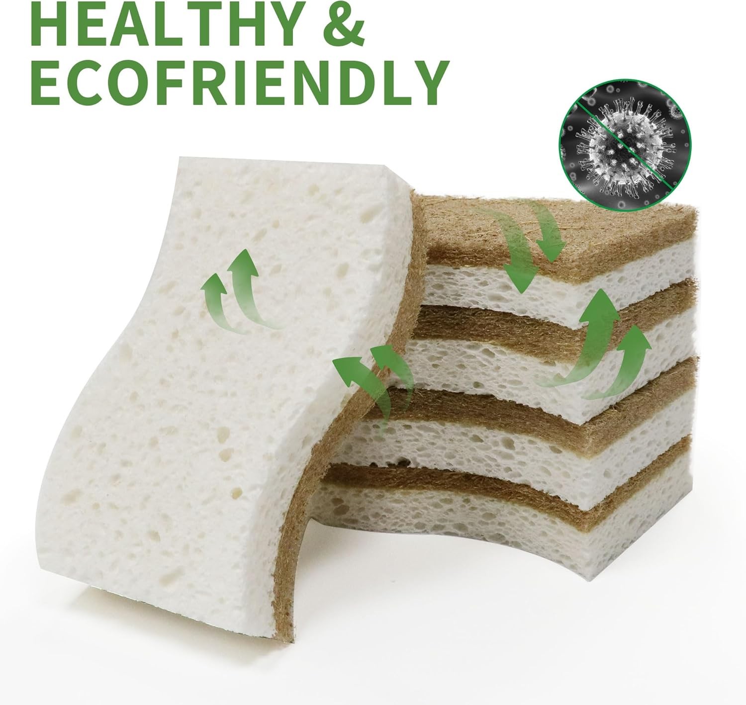 Natural Kitchen Sponge 9 Pack Biodegradable Compostable Cellulose Coconut