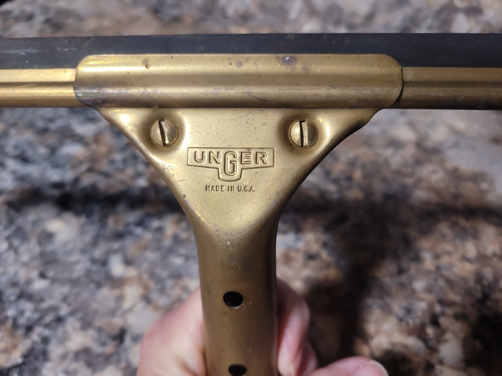 Unger Ettore Brass Handled Squeegee Lot Of 2 Sizes 17.5″ And 11.5″ Made In USA