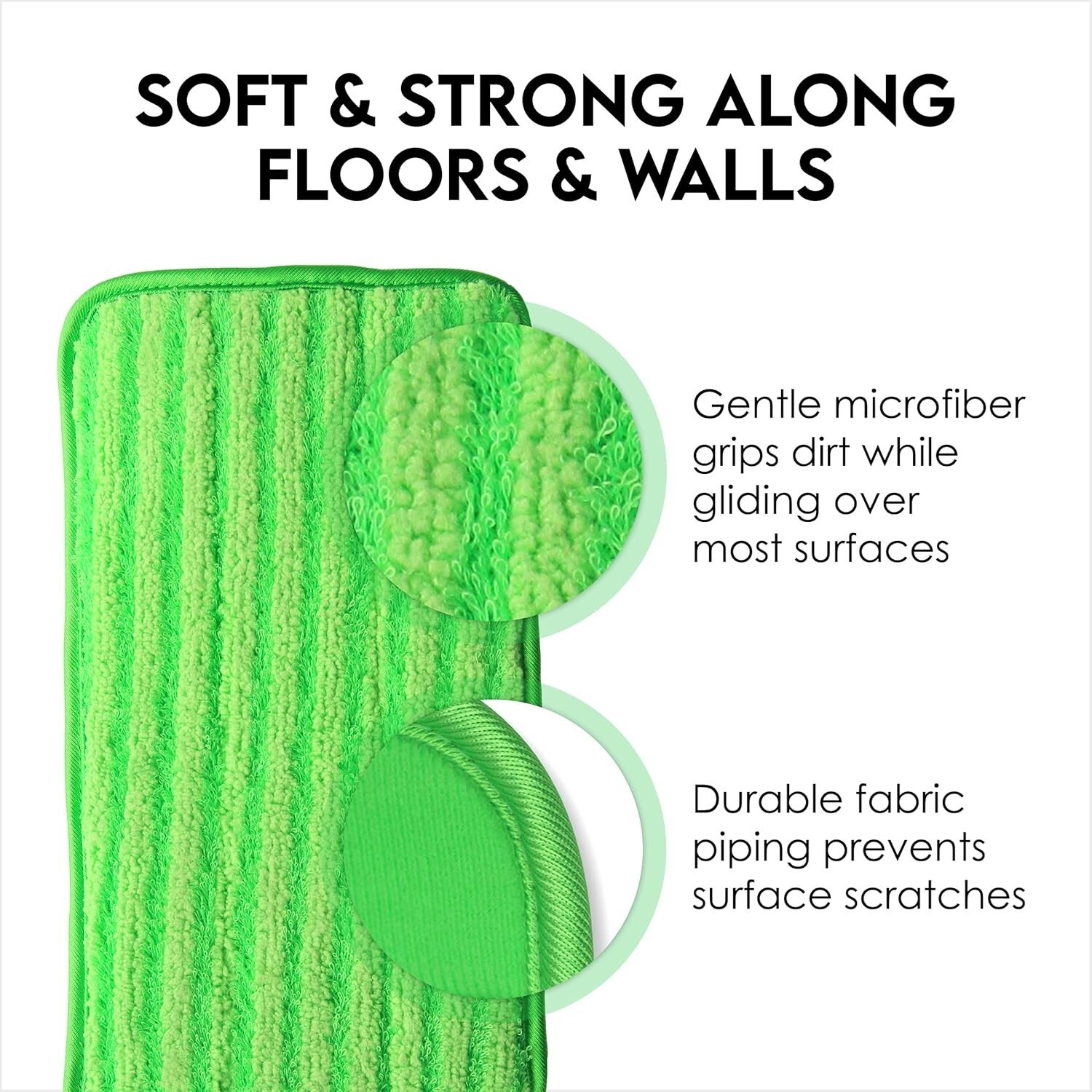 18″ Microfiber Mop Pads 4 Pack, Reusable Washable Cloth Mop Head Replacements