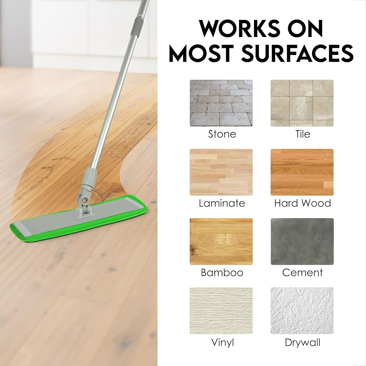 18″ Microfiber Mop Pads 4 Pack, Reusable Washable Cloth Mop Head Replacements