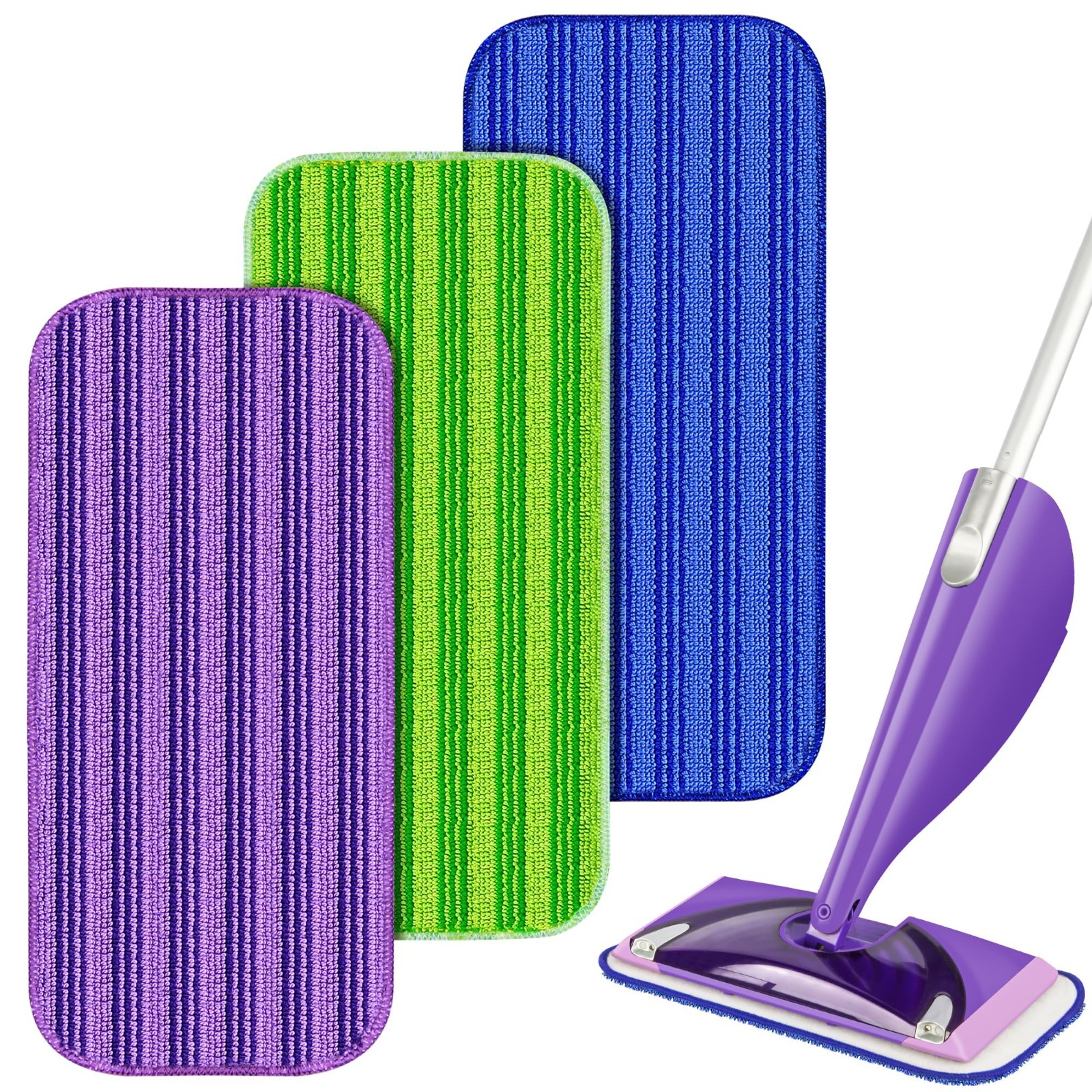 3PACK Reusable Mop Pads Compatible with Swiffer Wet Jet Mop Replacement Heads