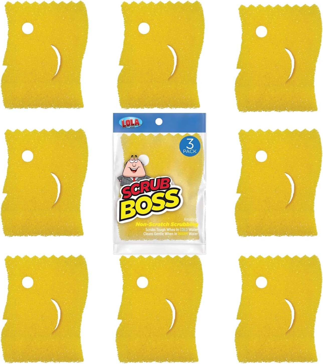Lola Products Scrub Boss, Non-Scratch Scrubbing & Cleaning Sponge ( 9 Pack )…