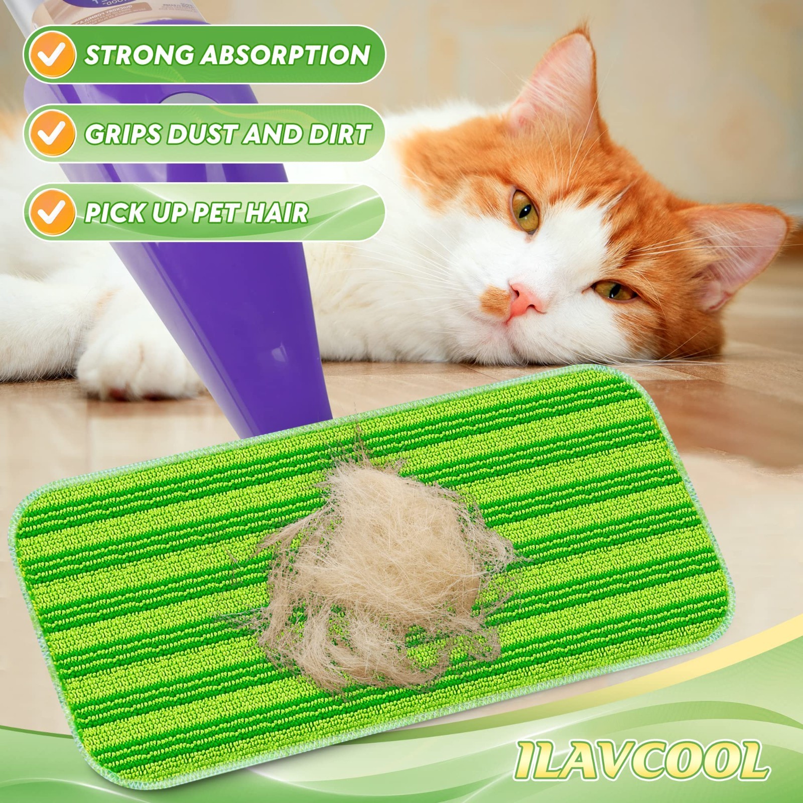 3PACK Reusable Mop Pads Compatible with Swiffer Wet Jet Mop Replacement Heads