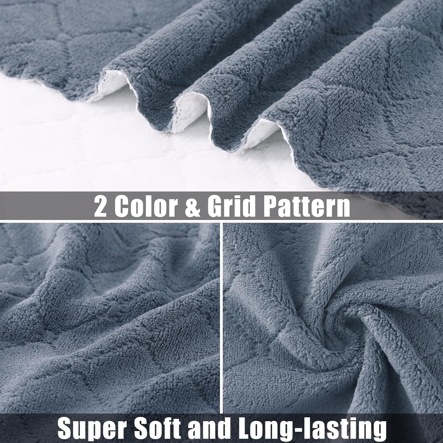 12 Pack Soft and Absorbent Kitchen Cloths, Dark Grey & White | Super Soft and