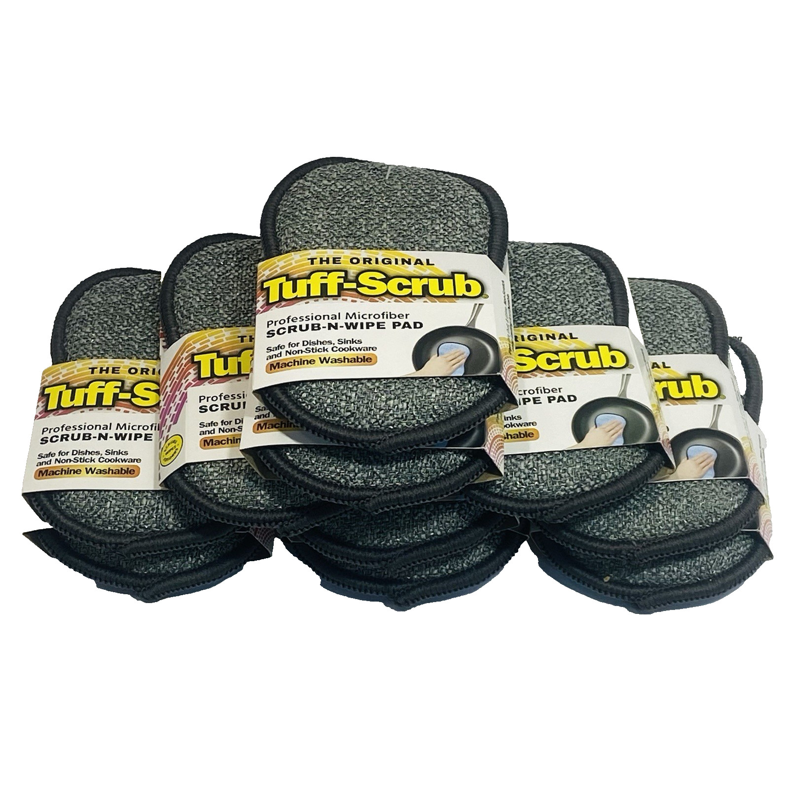 Tuff-Scrub Microfiber Pad Professional SCRUB-N-WIPE ~ Machine Washable ~ 10-Pack