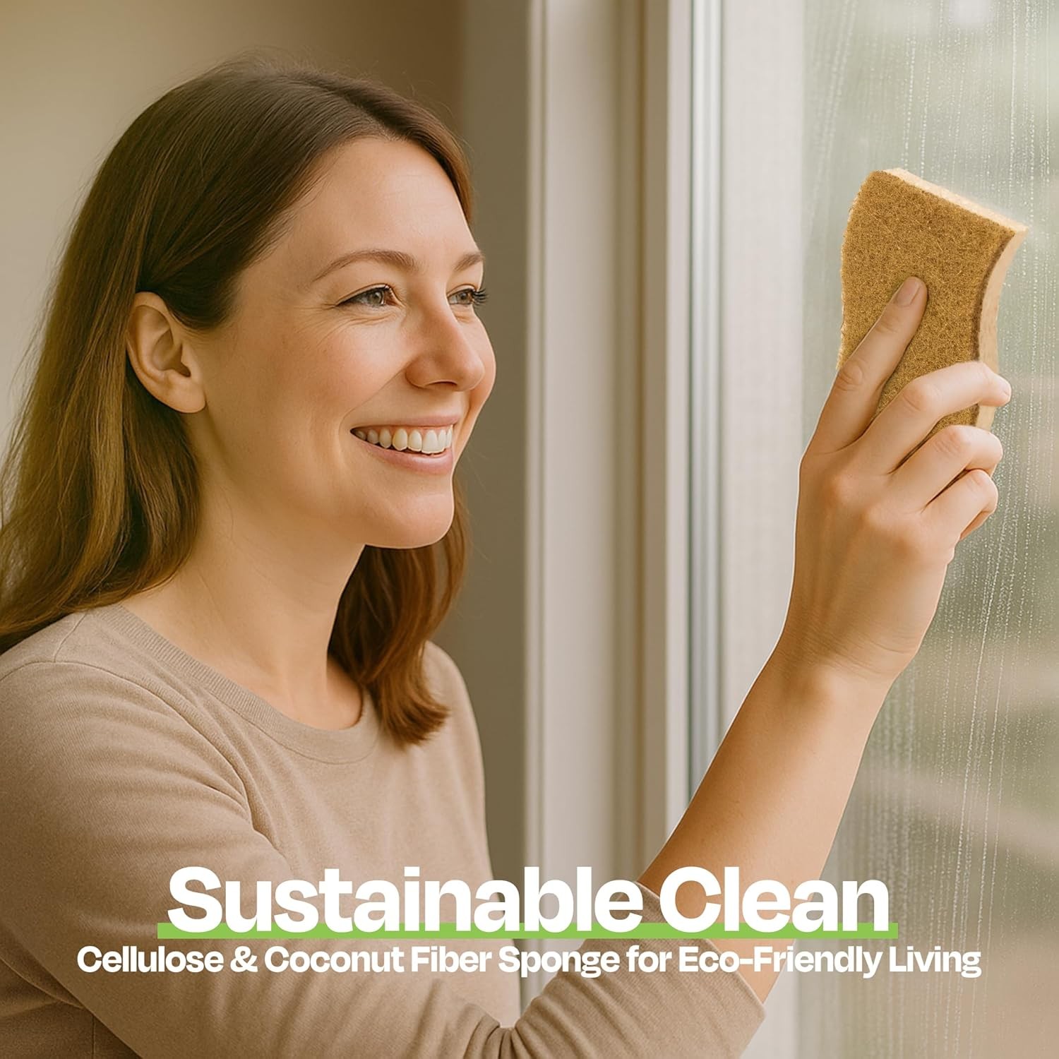 Super Eco Natural Kitchen Sponges Pack of 12, Long Lasting, Sponges for Dishes