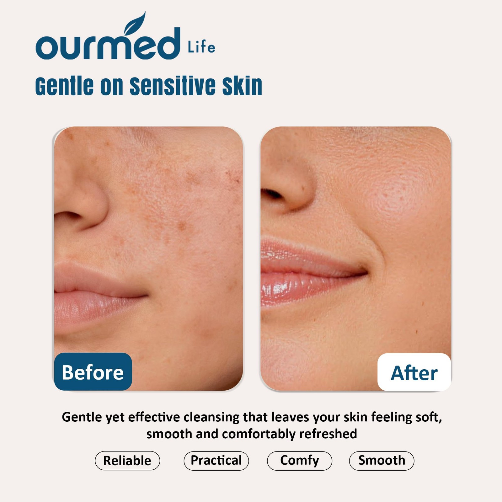 Ourmed Life Face Towels, Disposable Biodegradable Facial 50 Count (Pack of 1)