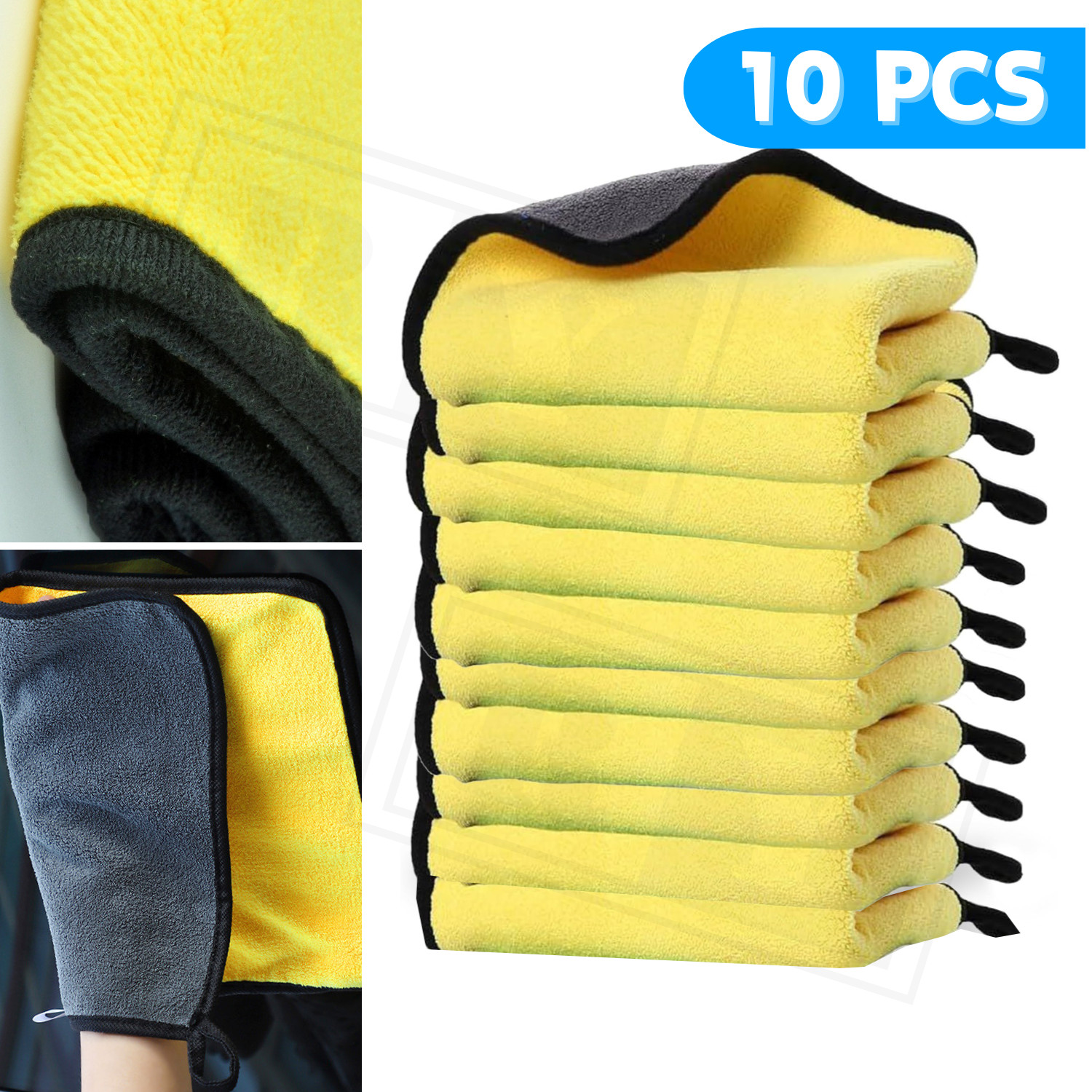 Yellow 10X Car Wash Microfiber Towel 12×12” Cleaning Drying Car Care Soft Cloth