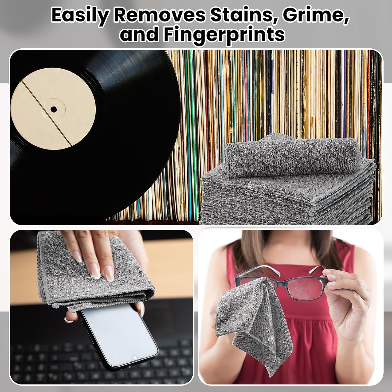 8 Pack Microfiber Record Cleaning Cloth, 12″ X 12″ Reuseable anti Static Towels